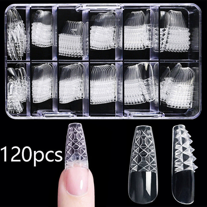 High-quality clear false nail tips for women, suitable for professional salon use & home acrylic/gel nail extensions.