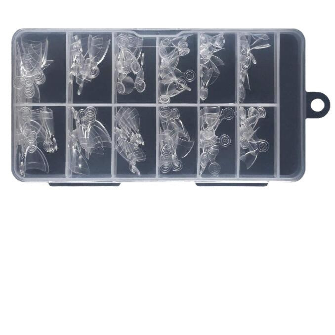 Pack of durable, clear nail extension tips for professional manicures. Ideal for acrylic and gel applications.