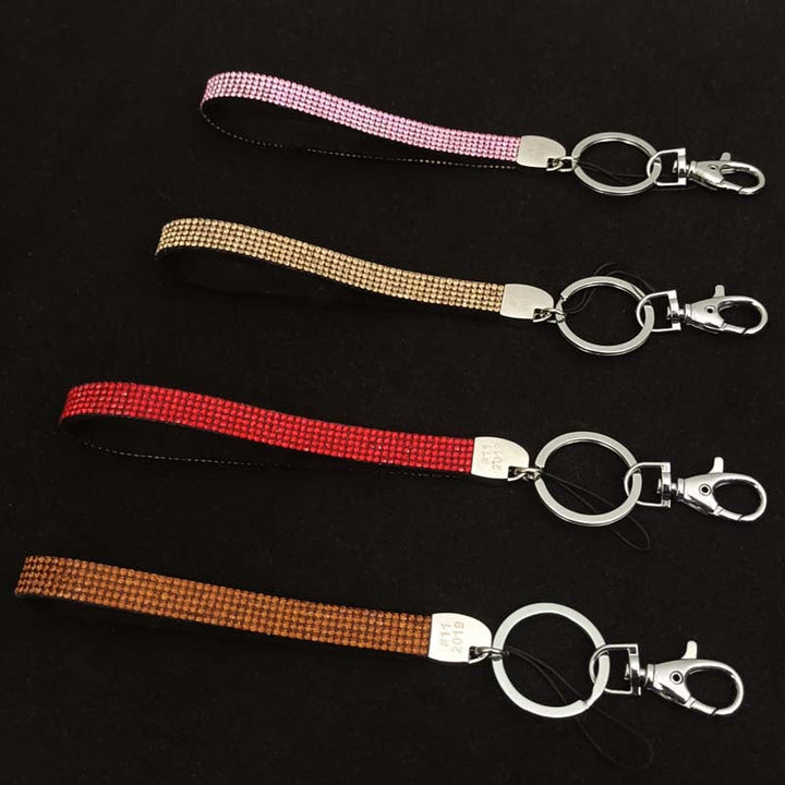 Fashionable sparkling keychain with rhinestones, a beautiful accessory for women's bags.