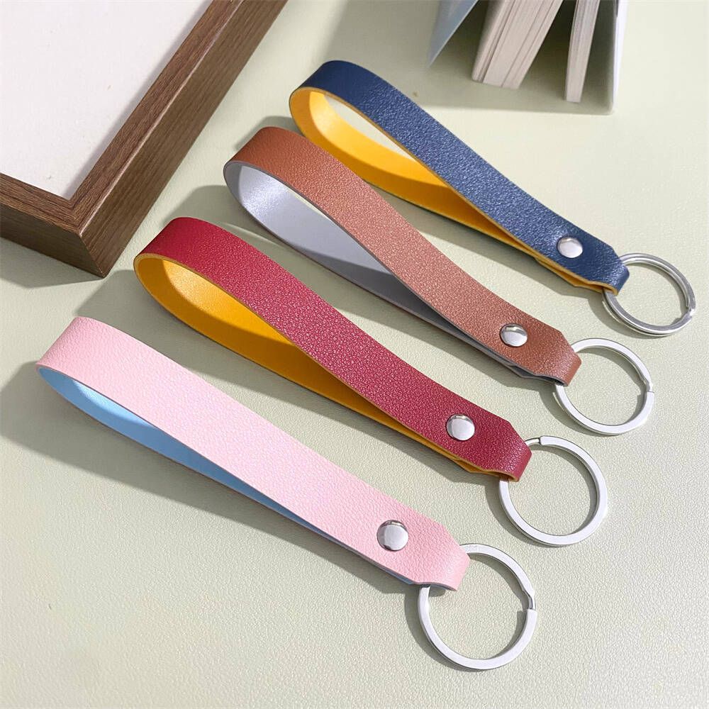 Close-up of a stylish unisex premium leather keyring organizer, compact and sleek for everyday key management.