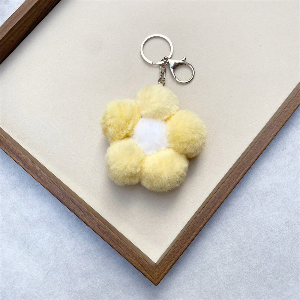 Gift-ready floral plush keychain, a lovely soft bag charm and key accessory.