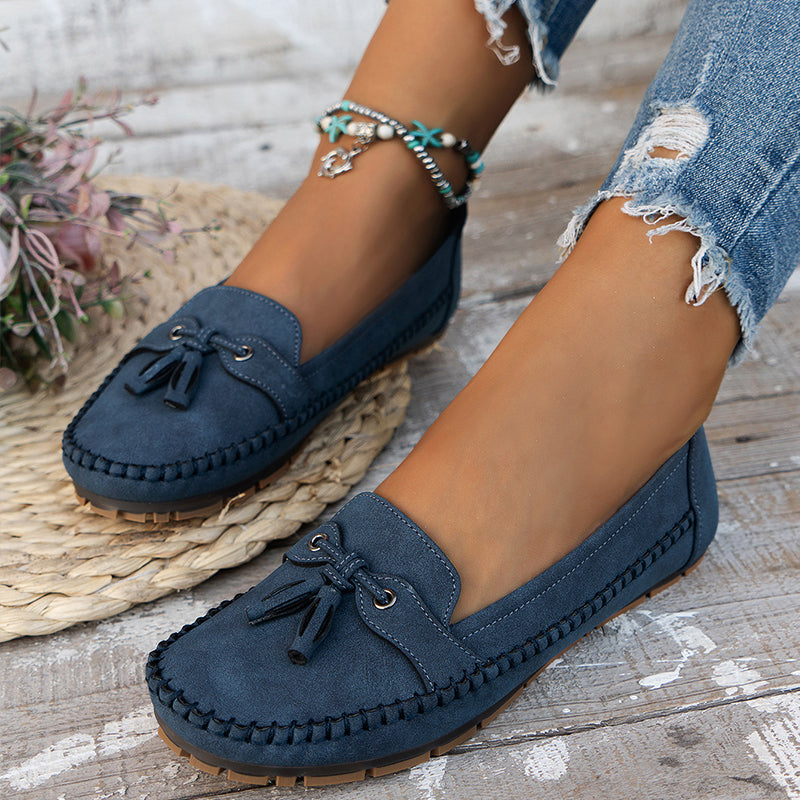 Close-up of Women's Orthopedic Tassel Loafers for all-day comfort & style.