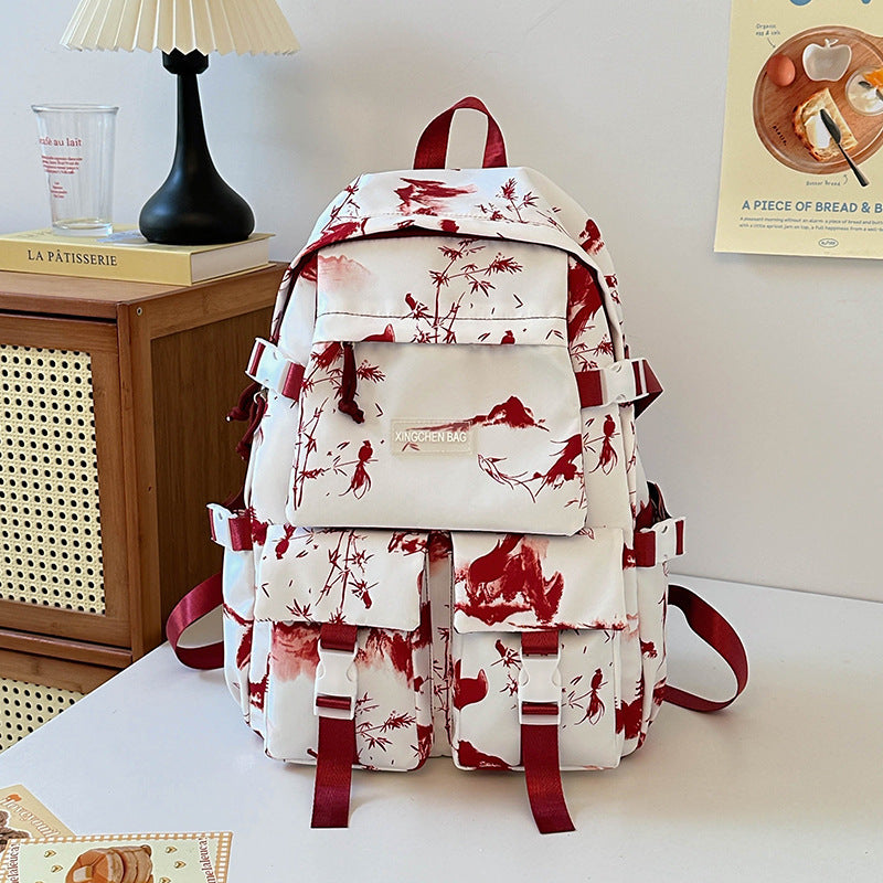 Vibrant art-inspired unisex travel daypack, durable and eye-catching, perfect for urban and outdoor adventures.