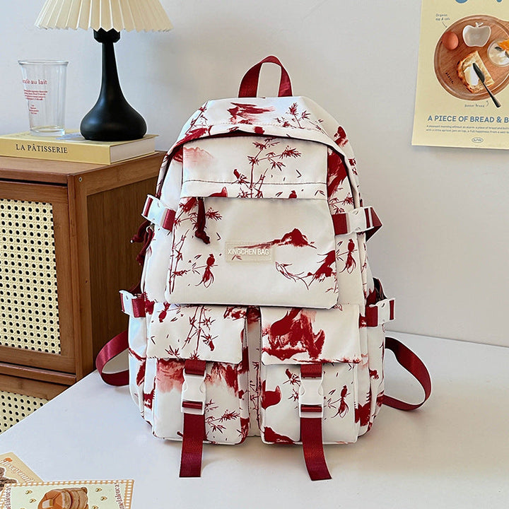 Vibrant art-inspired unisex travel daypack, durable and eye-catching, perfect for urban and outdoor adventures.