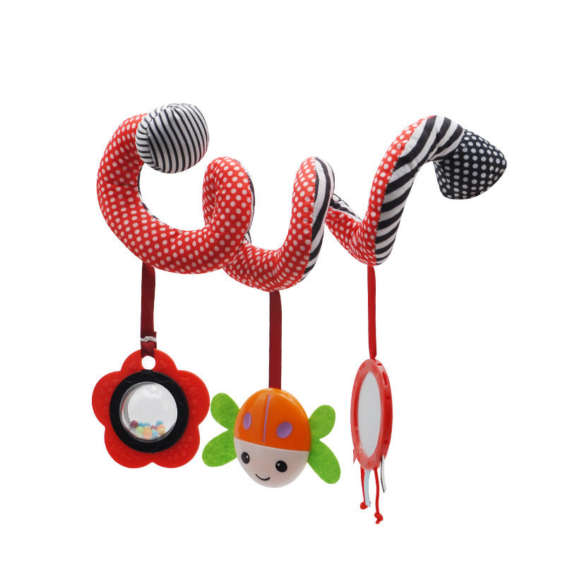 Colorful baby sensory spiral activity rattle toy for stroller, crib & car seat.
