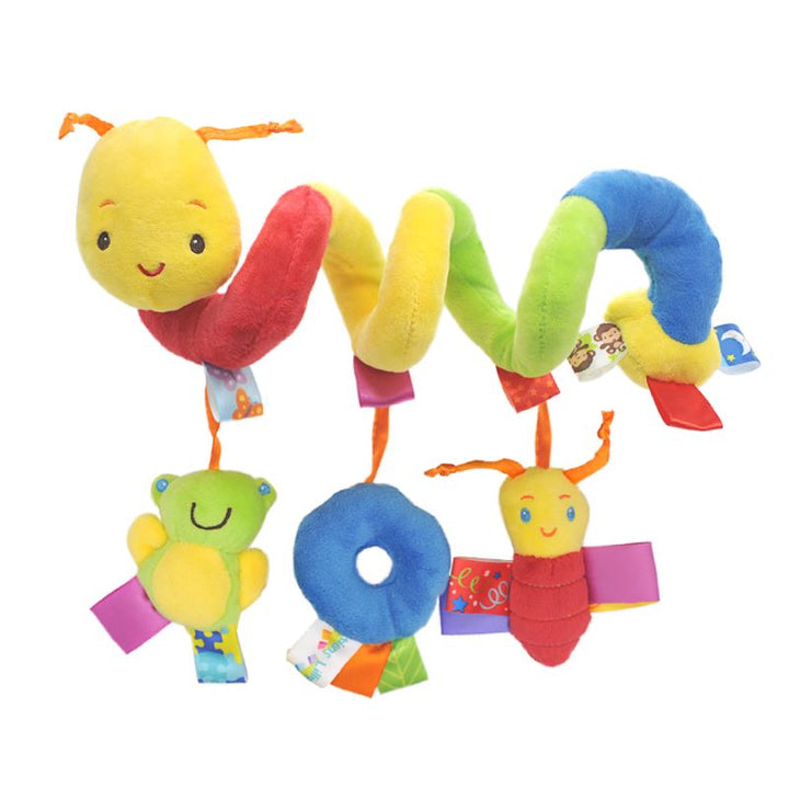 Plush spiral sensory toy for babies, enhancing early learning & fine motor skills.