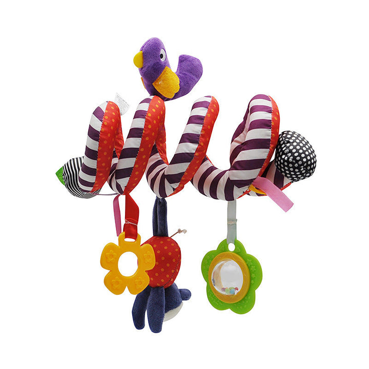 Soft spiral plush toy, perfect activity rattle for car seat, stroller & crib.