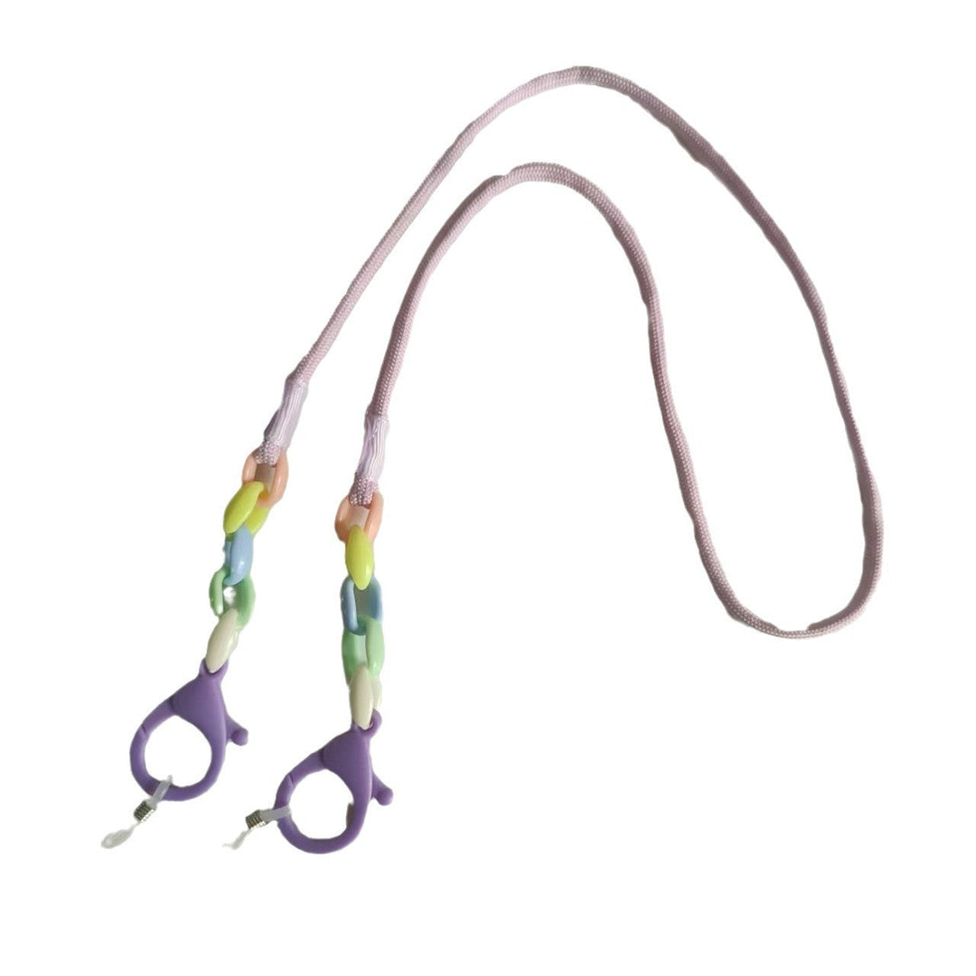 Multi-colored beaded eyeglasses strap, a durable and fashionable eyewear holder for any occasion.