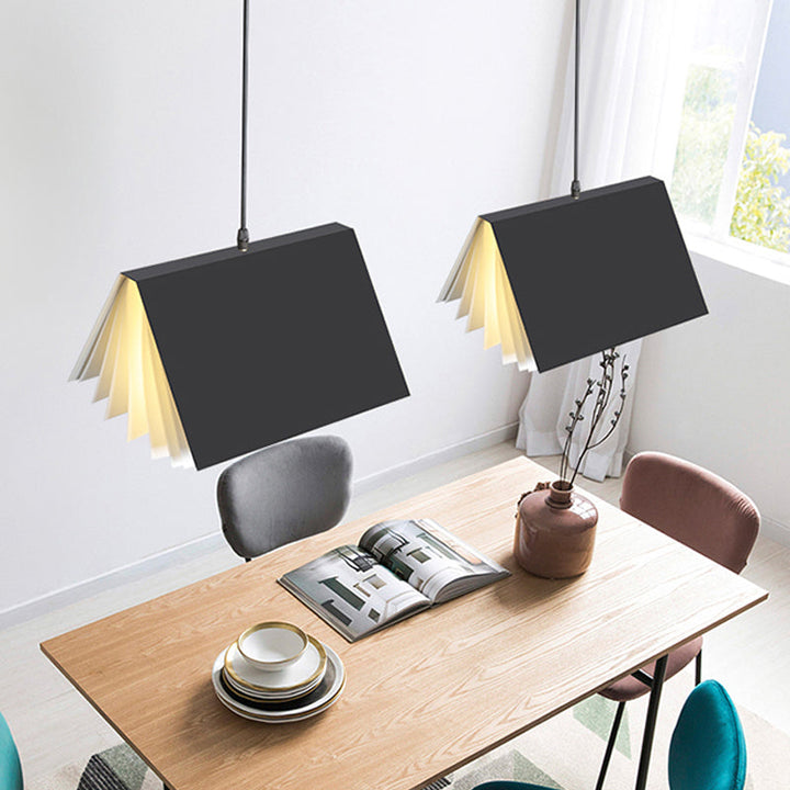 Bright book-style pendant lamp, perfect decorative lighting for kids' play area.