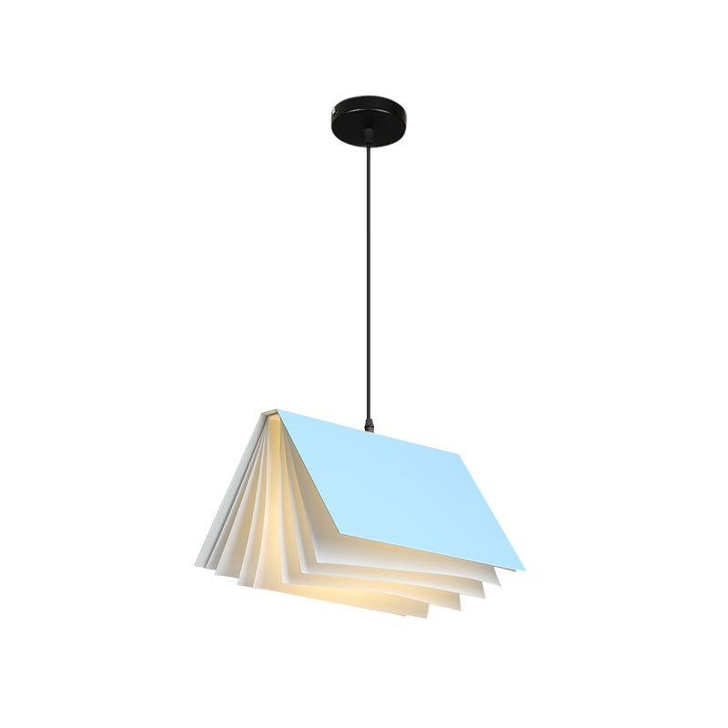 Whimsical book pendant light fixture, ideal for a bright and colorful nursery.