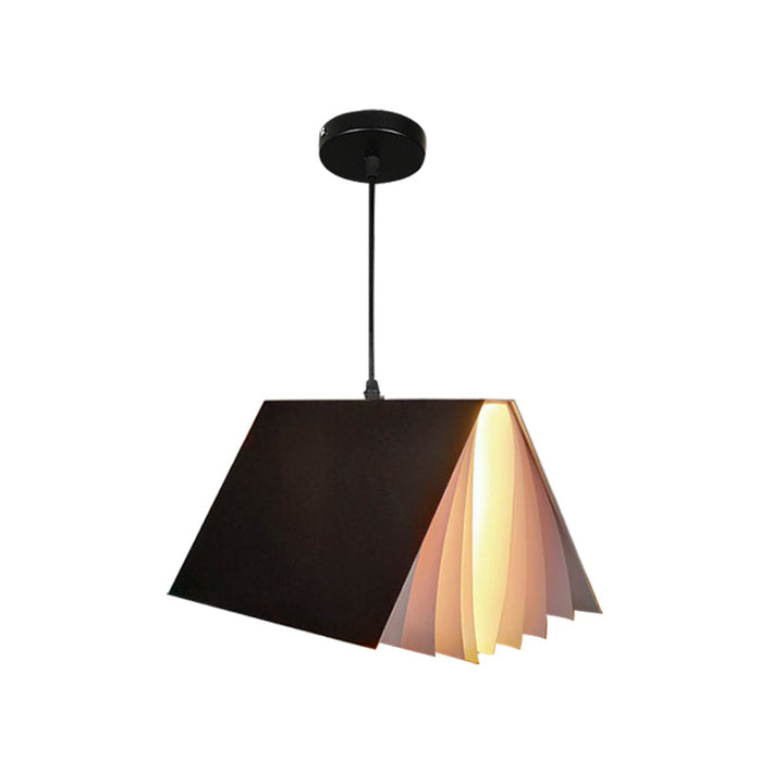 Vibrant book-style ceiling pendant, modern lighting for a kid-friendly room.
