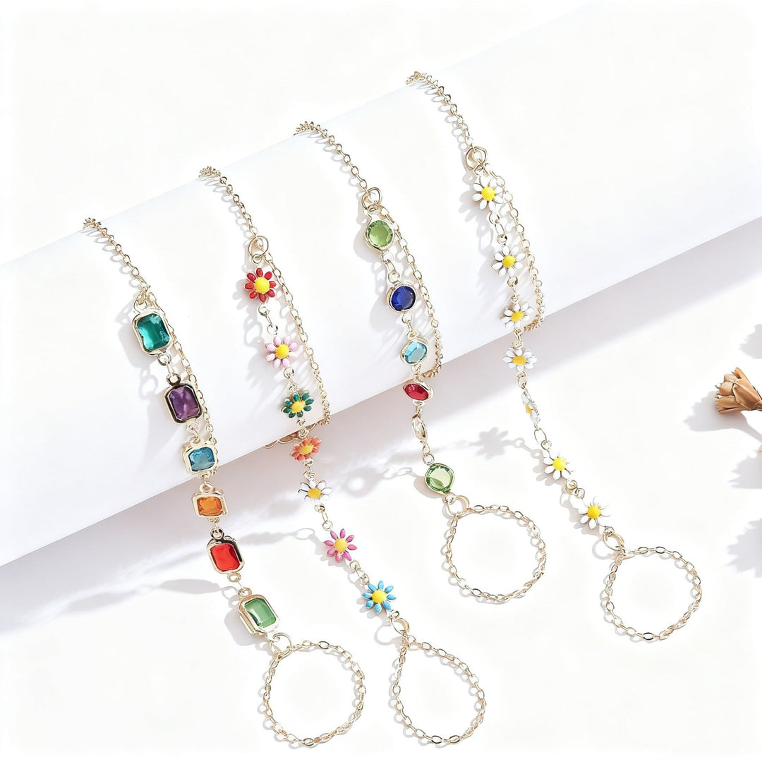 Vibrant gemstone charm bracelet, perfect for women. Fashion jewelry with a colorful, adjustable design.