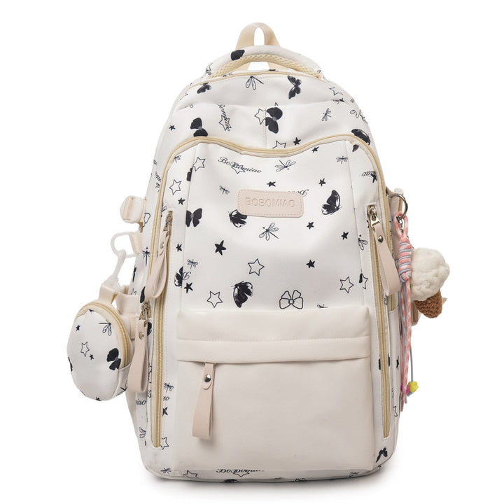 Durable girls' butterfly backpack, ideal as a school or travel bag, featuring padded straps & ample storage.