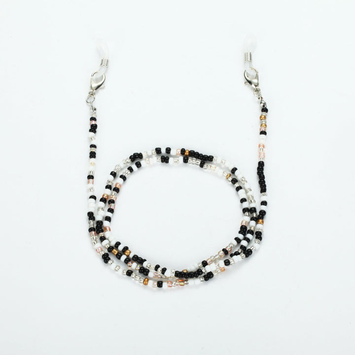 Handcrafted colorful glass bead necklace, unisex design, featuring a functional carabiner clasp. Daily wear.