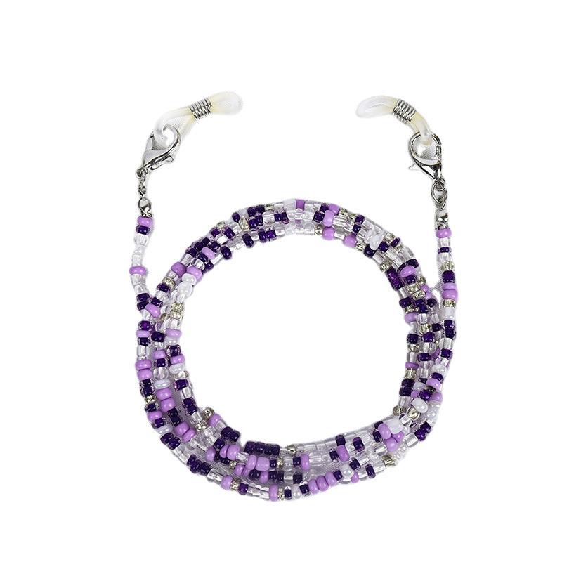Beaded unisex necklace, brightly colored glass beads, modern secure carabiner clasp. Trendy fashion jewelry.