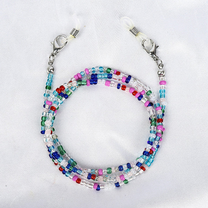 Versatile colorful beaded unisex necklace, perfect fashion jewelry with a secure carabiner clasp. Glass beads.