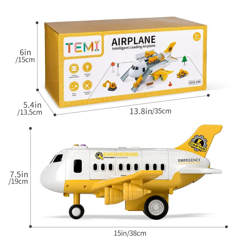 Bright Skies interactive airplane toy. Colorful, durable plastic for kids' pretend play with flashing lights.