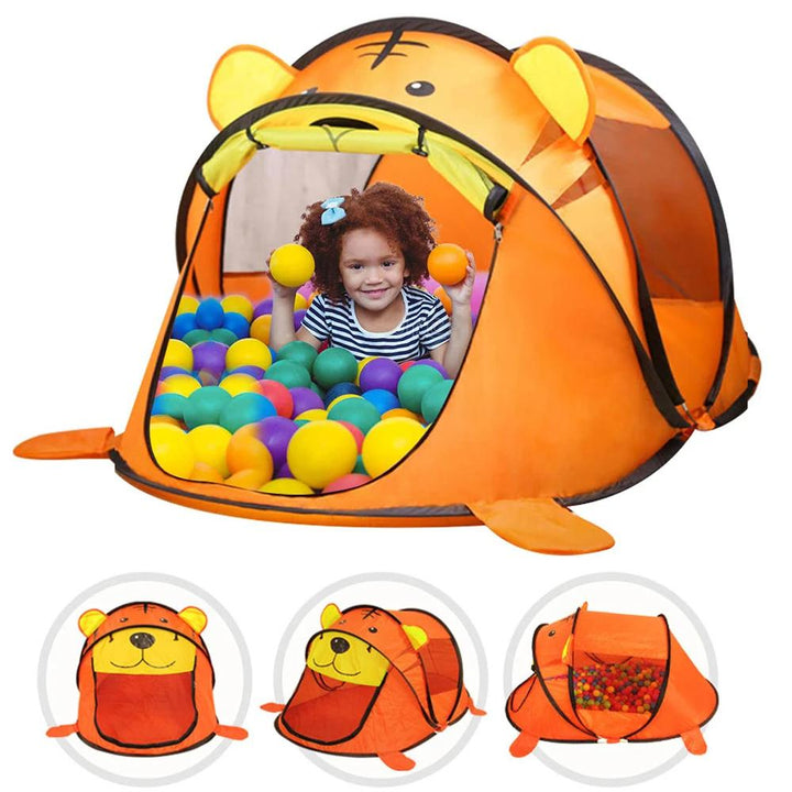 Children's portable animal play tent for imaginative indoor games & outdoor adventures. Quick setup.