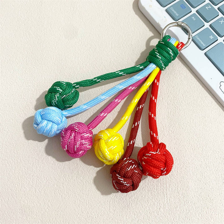 Eye-catching colorful knot keychain, a stylish and durable accessory for all your keys & bags.