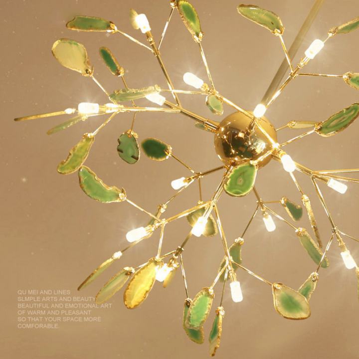 Geometric colorful LED chandelier, a modern ceiling fixture bringing art to your living room.