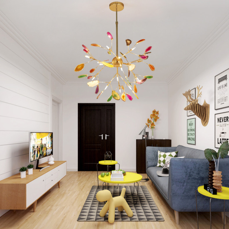 Avant-garde colorful LED chandelier, a bold modern ceiling fixture for unique home aesthetics.