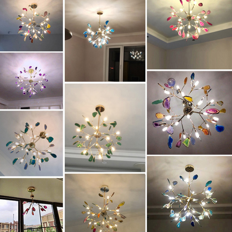 Abstract modern LED chandelier, a vibrant colorful ceiling fixture for artistic home decor.