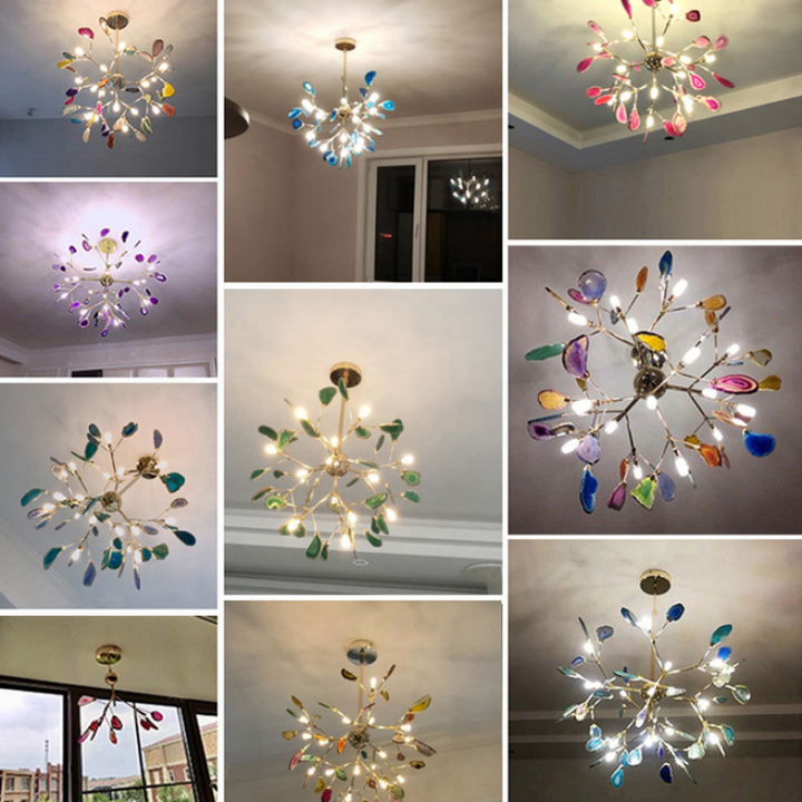 Abstract modern LED chandelier, a vibrant colorful ceiling fixture for artistic home decor.