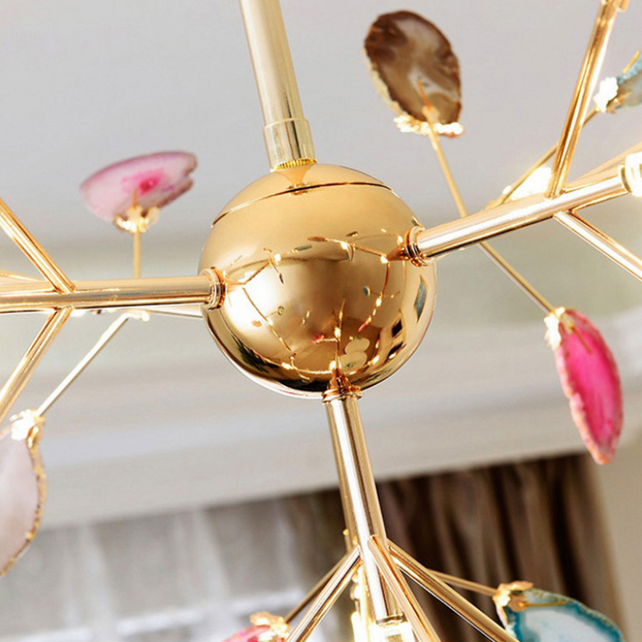 Whimsical colorful LED chandelier, a playful modern light fixture adding charm to any room.