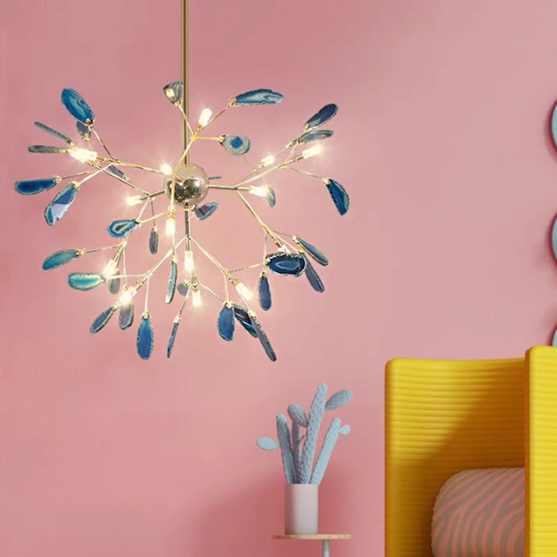 Multi-color LED chandelier, a striking modern light fixture for stylish home interiors.