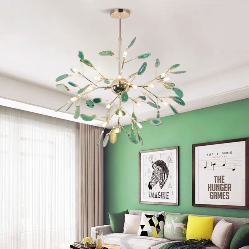 Artistic LED chandelier light, showcasing a vibrant array of colors for modern homes.