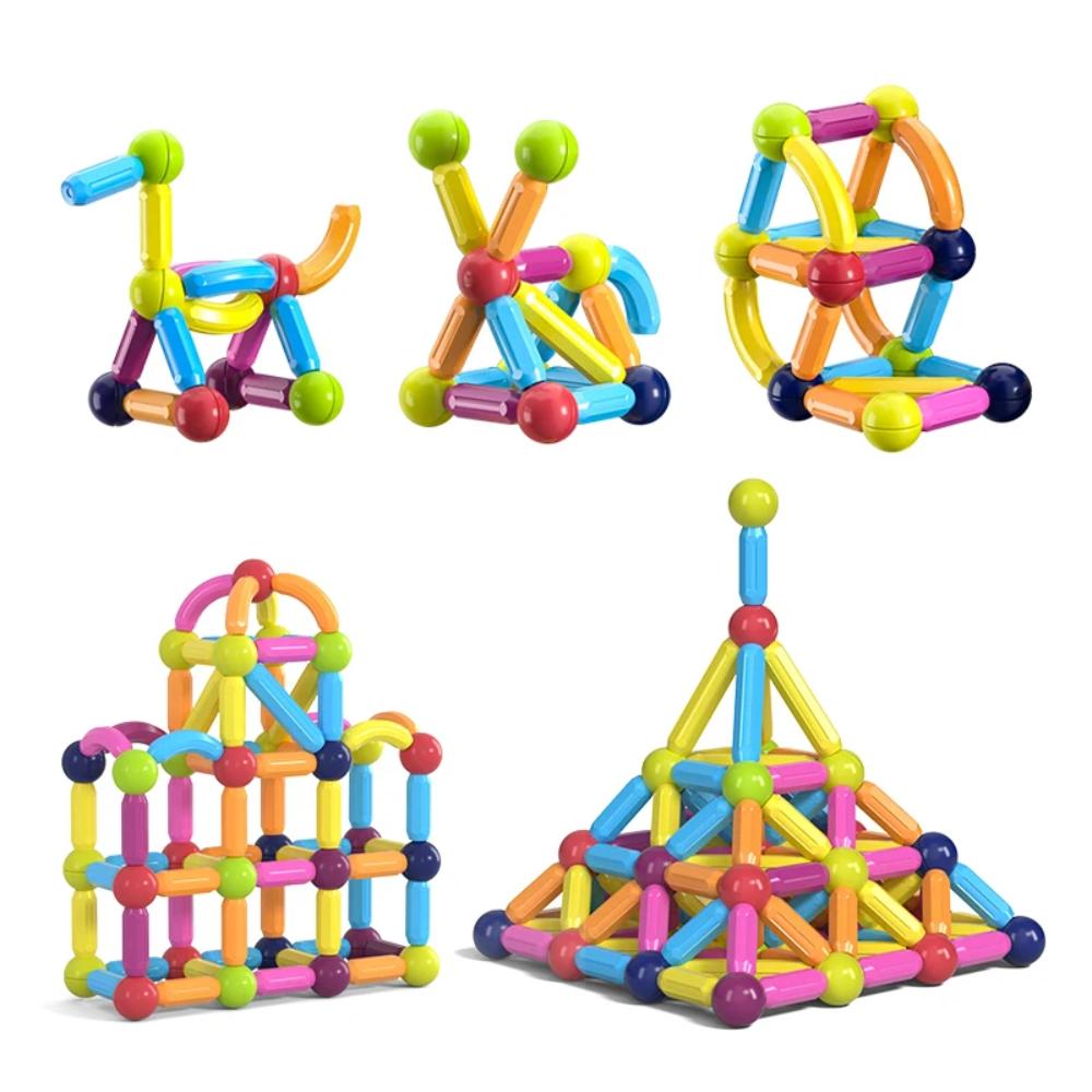 Colorful magnetic building sticks set for kids' STEM learning & creative construction play.