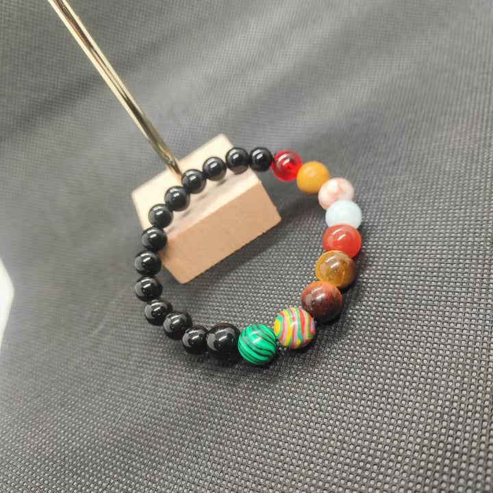 Elegant colorful natural stone beaded bracelet for women, a versatile fashion accessory. Gemstone beads.