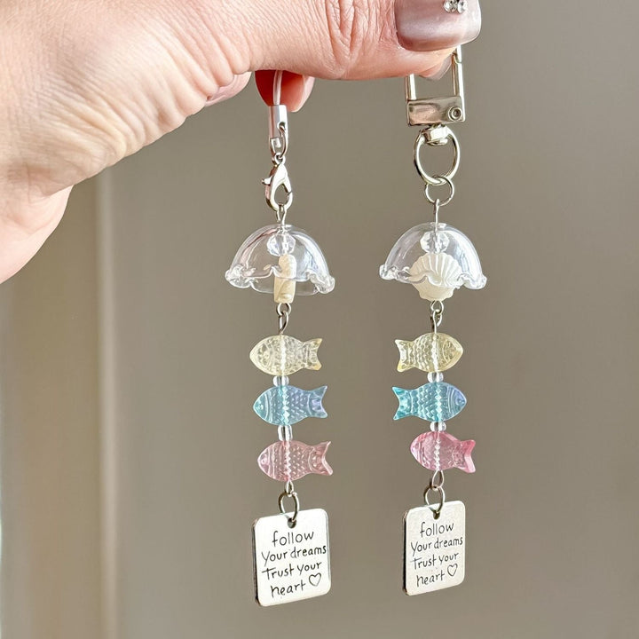 Colorful nautical marine life charm keychain with various ocean-themed plastic charms.
