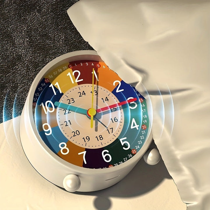 Silent colorful alarm clock for students, an educational resource for children to learn time effectively.