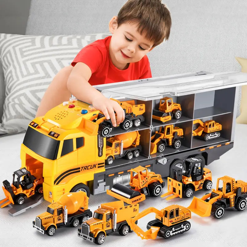 Colorful STEM construction toy set for toddlers (3+) with vehicles & tools, promoting educational play & fine motor skills.