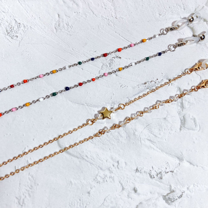 Colorful Unisex Eyeglass Chain: Vibrant beaded glasses holder for secure and stylish eyewear, suitable for all genders.