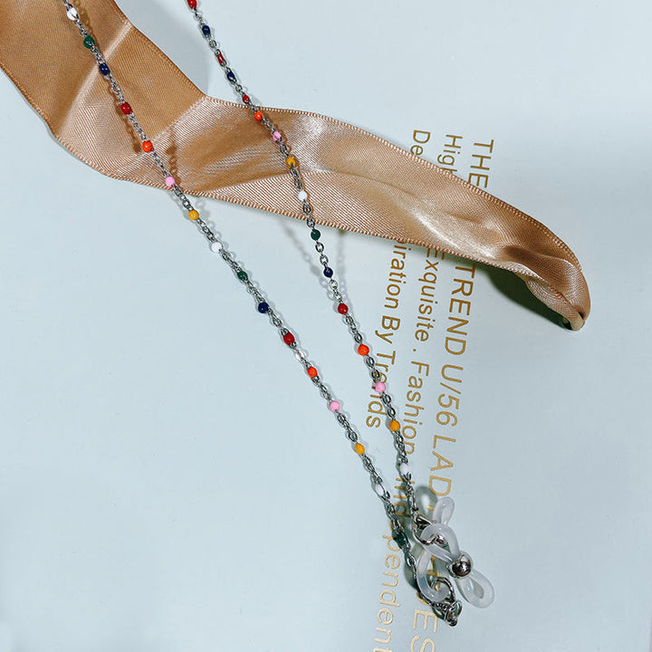 Vibrant Spectacle Chain: Multi-color beaded eyeglass chain, perfect for keeping your spectacles safe and handy. Unisex design.