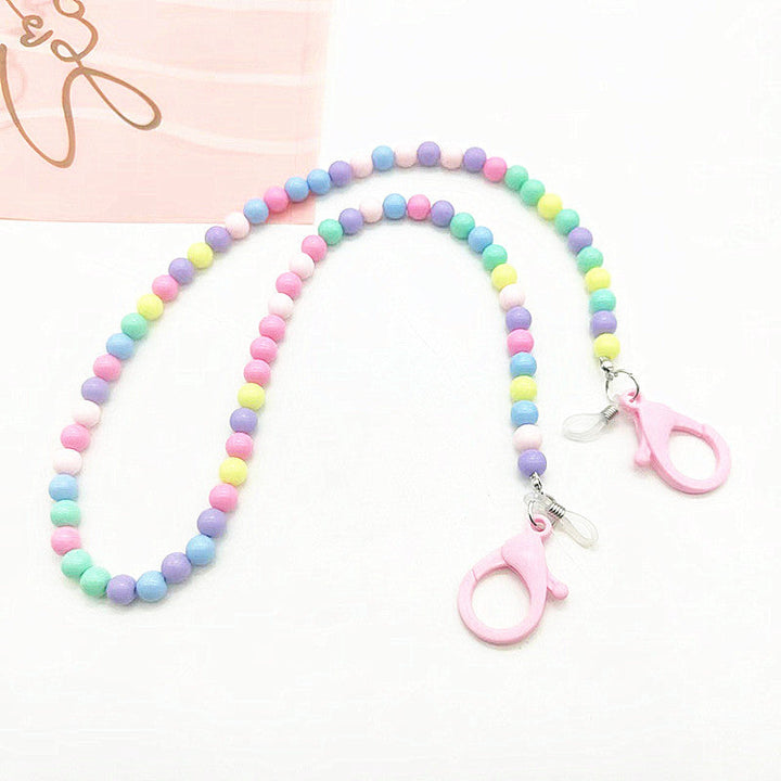 Fashionable colorful glasses holder chain. Chic unisex eyewear accessory and lanyard for secure glasses.