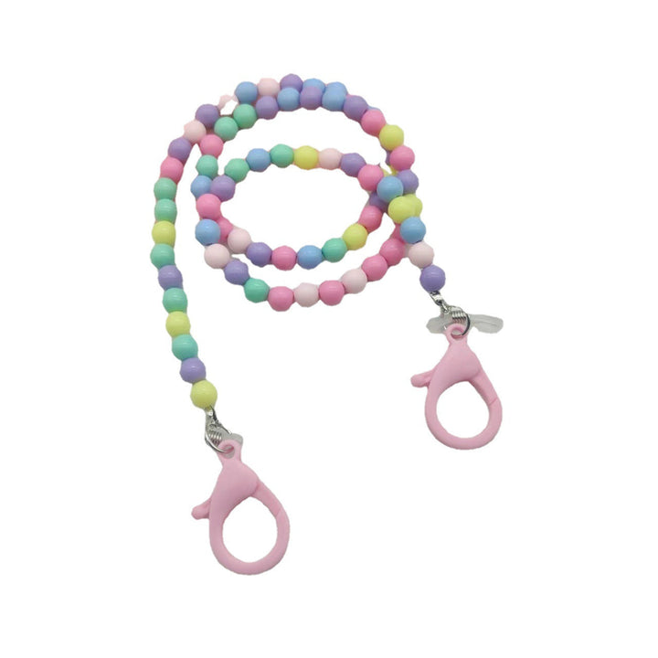 Vibrant multi-color glasses holder chain, a stylish unisex eyewear lanyard. Keeps reading glasses secure.