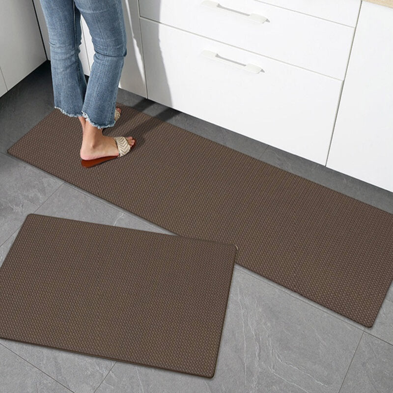 Comfort cushioned kitchen floor mat, anti-slip & waterproof for safety and style.