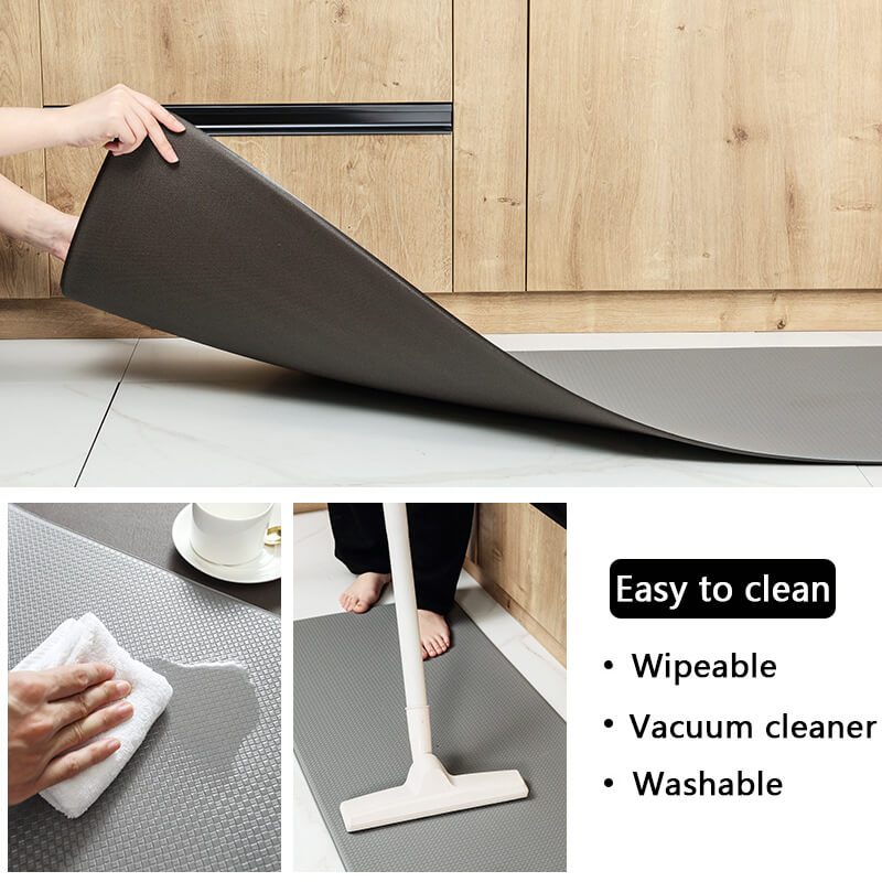 Durable kitchen utility mat: anti-slip, waterproof, comfort-cushioned for long-lasting use.