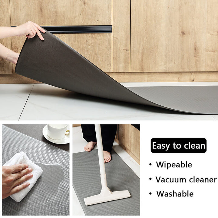Durable kitchen utility mat: anti-slip, waterproof, comfort-cushioned for long-lasting use.