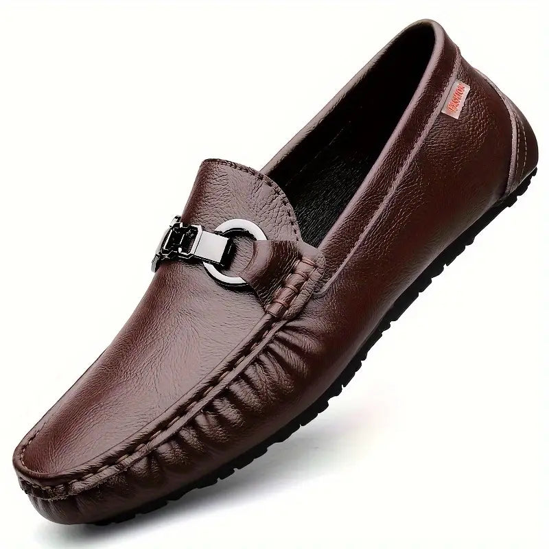 Comfortable men's brown slip-on loafers, ideal for effortless casual style & all-day wear. Perfect spring/summer footwear.