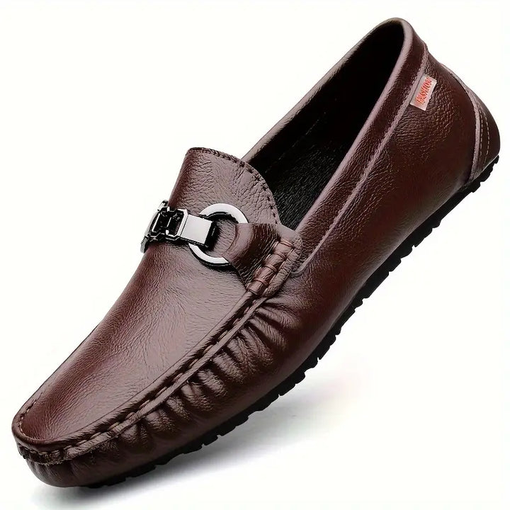 Comfortable men's brown slip-on loafers, ideal for effortless casual style & all-day wear. Perfect spring/summer footwear.