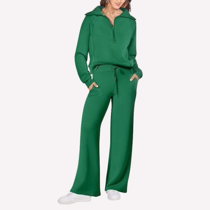 Enjoy ultimate comfort & style with this women's 2-piece travel outfit, a casual wide leg pant set for vacation.