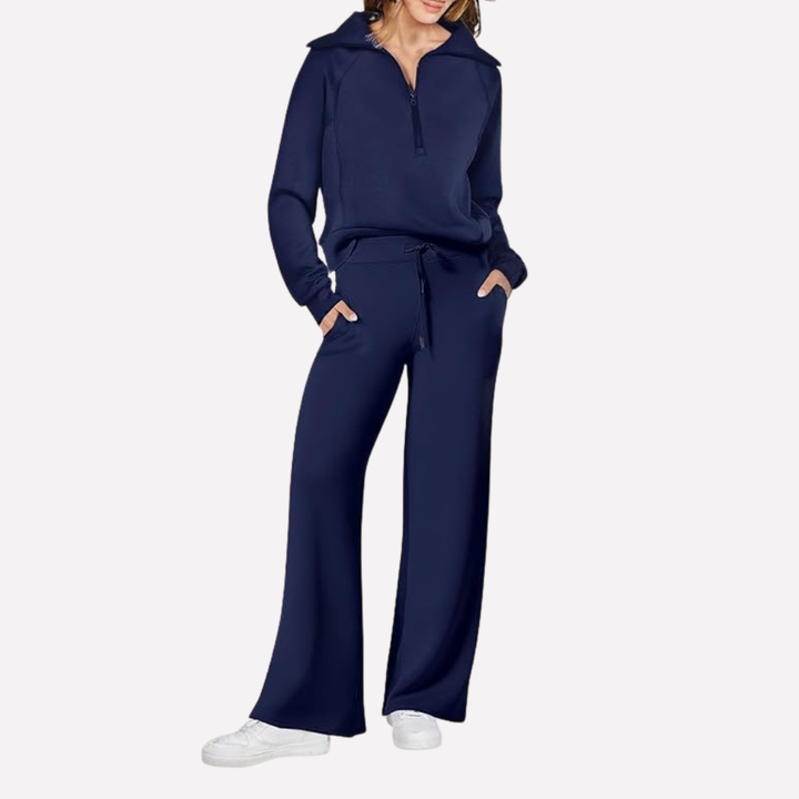 Everyday style women's 2-piece outfit: comfortable wide leg pants & matching top, ideal for casual wear & travel.