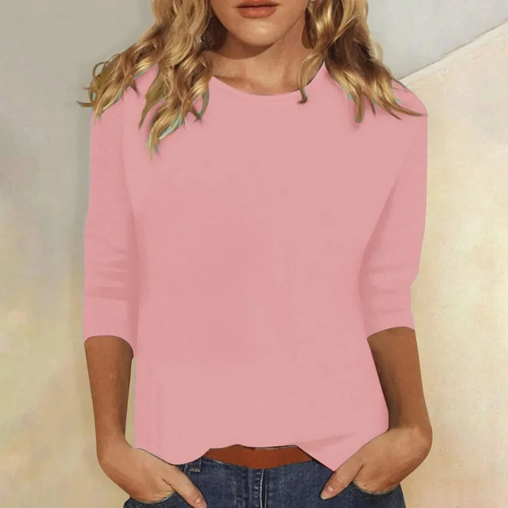 Comfortable women's 3/4 sleeve crew neck top, perfect for everyday casual wear.