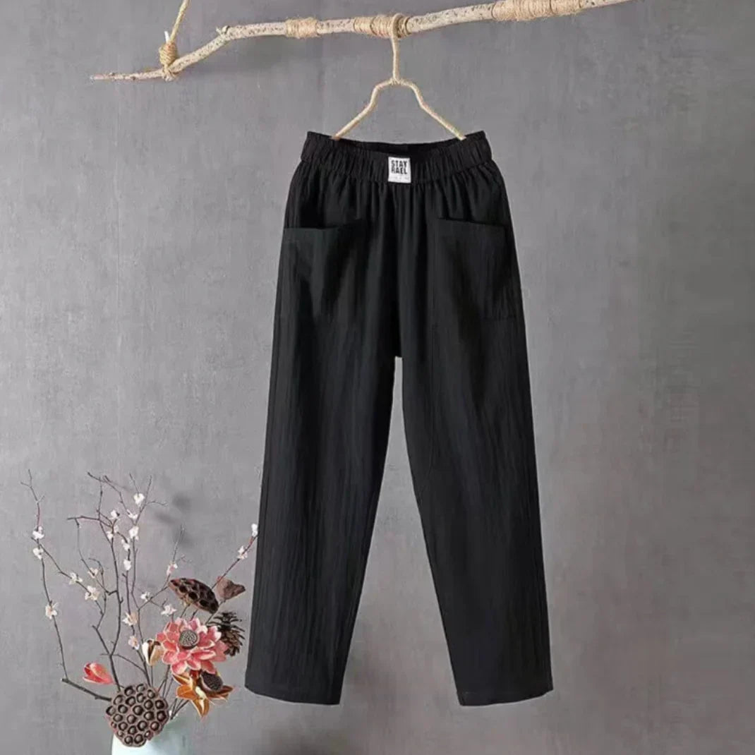 Plus size comfortable women's trousers, stylish stretch pants for versatile casual wear.