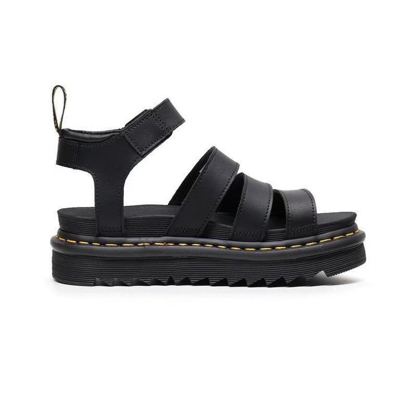 Chic women's platform strappy sandals. Comfortable summer footwear with a chunky heel and secure ankle strap.