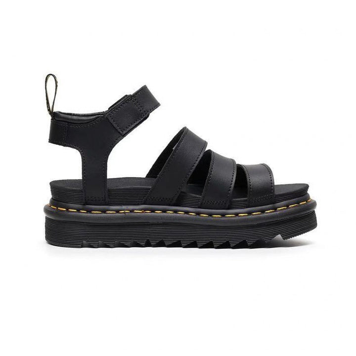 Chic women's platform strappy sandals. Comfortable summer footwear with a chunky heel and secure ankle strap.
